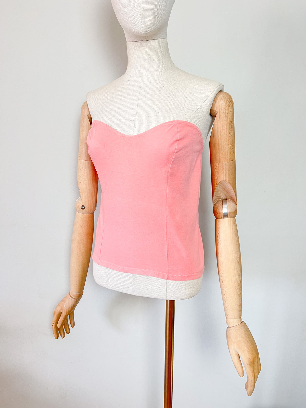 Top Bustier Vintage Années 90 Décolleté Cœur Abricot – Fabriqué en France – T34/36