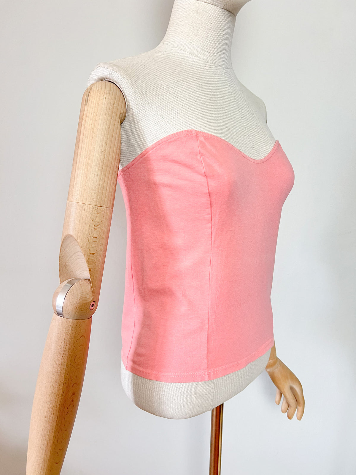 Top Bustier Vintage Années 90 Décolleté Cœur Abricot – Fabriqué en France – T34/36