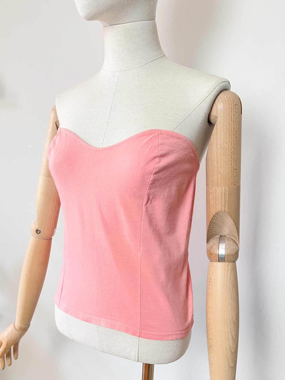 Top Bustier Vintage Années 90 Décolleté Cœur Abricot – Fabriqué en France – T34/36
