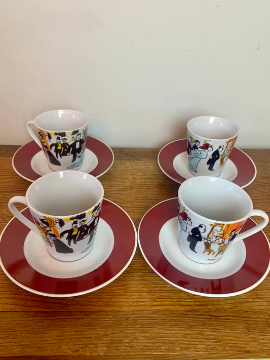 Lot de 4 tasses à café avec leurs sous-tasses vintage Maxim’s