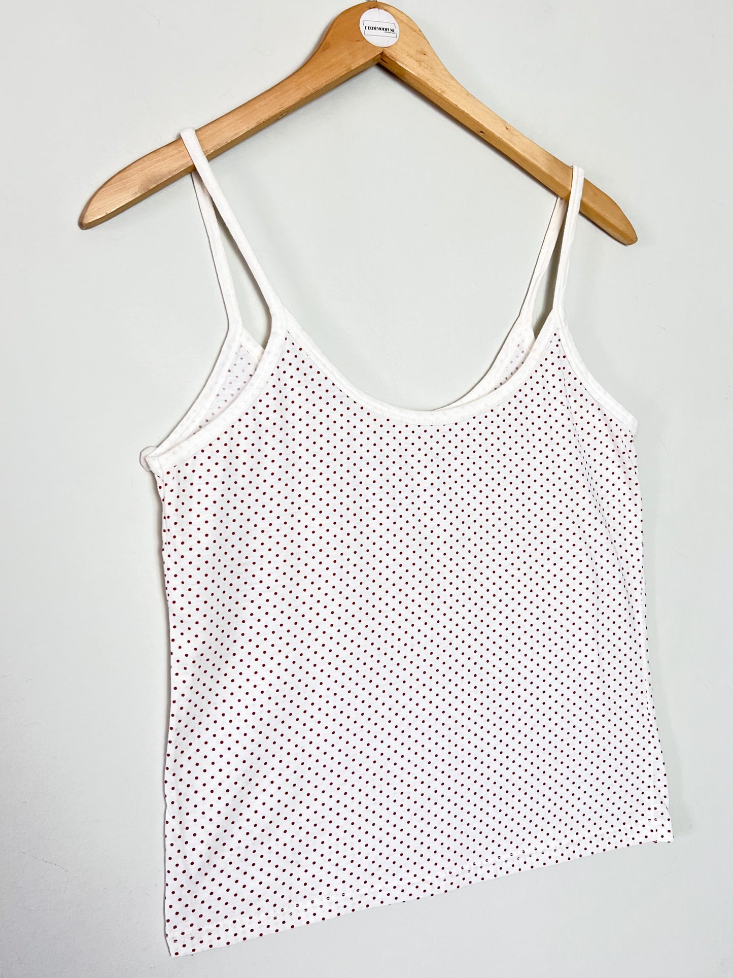 Débardeur Vintage 90s Shipper à Pois Bruns – 100% Coton Made in France – T36