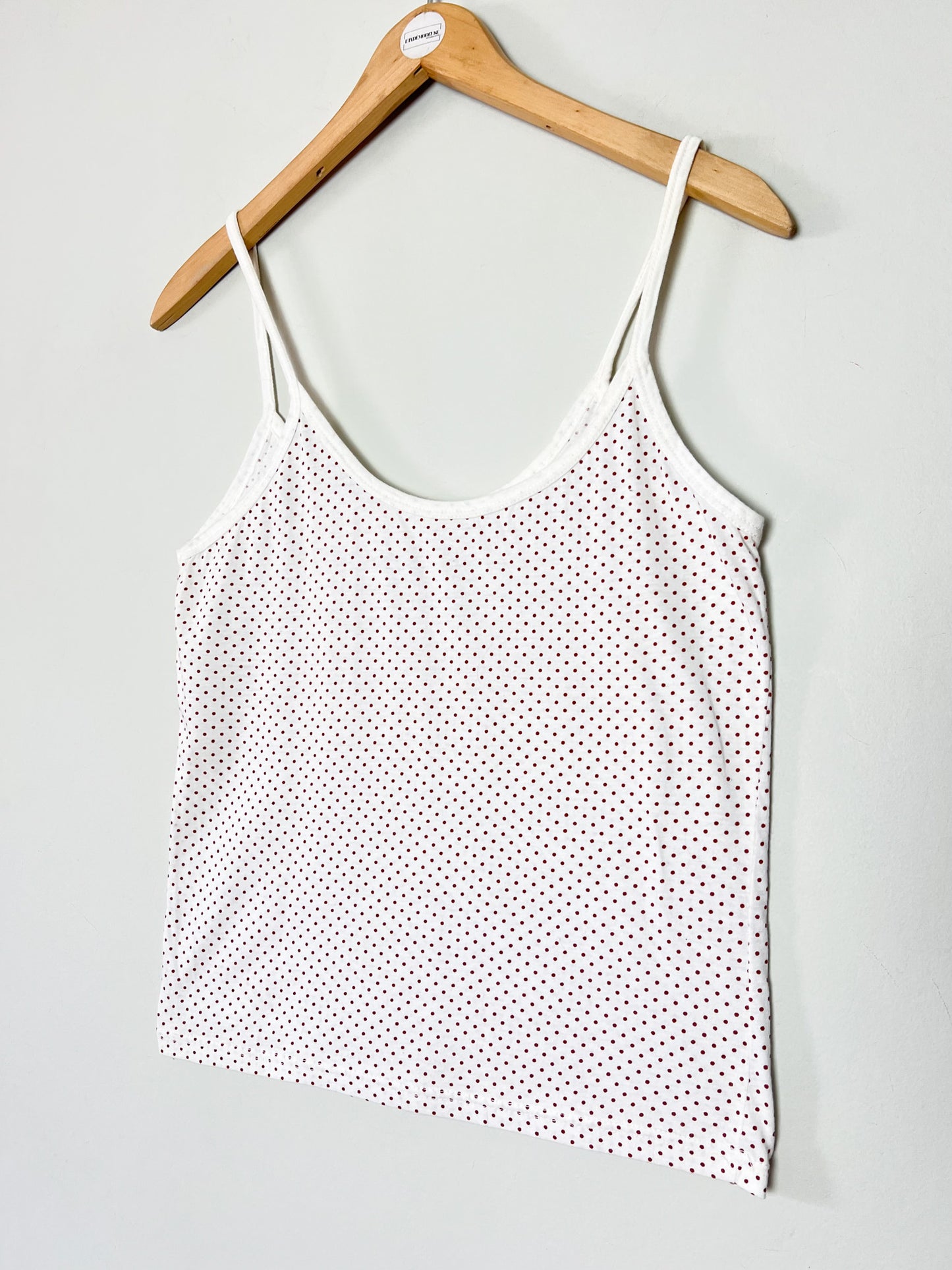 Débardeur Vintage 90s Shipper à Pois Bruns – 100% Coton Made in France – T36