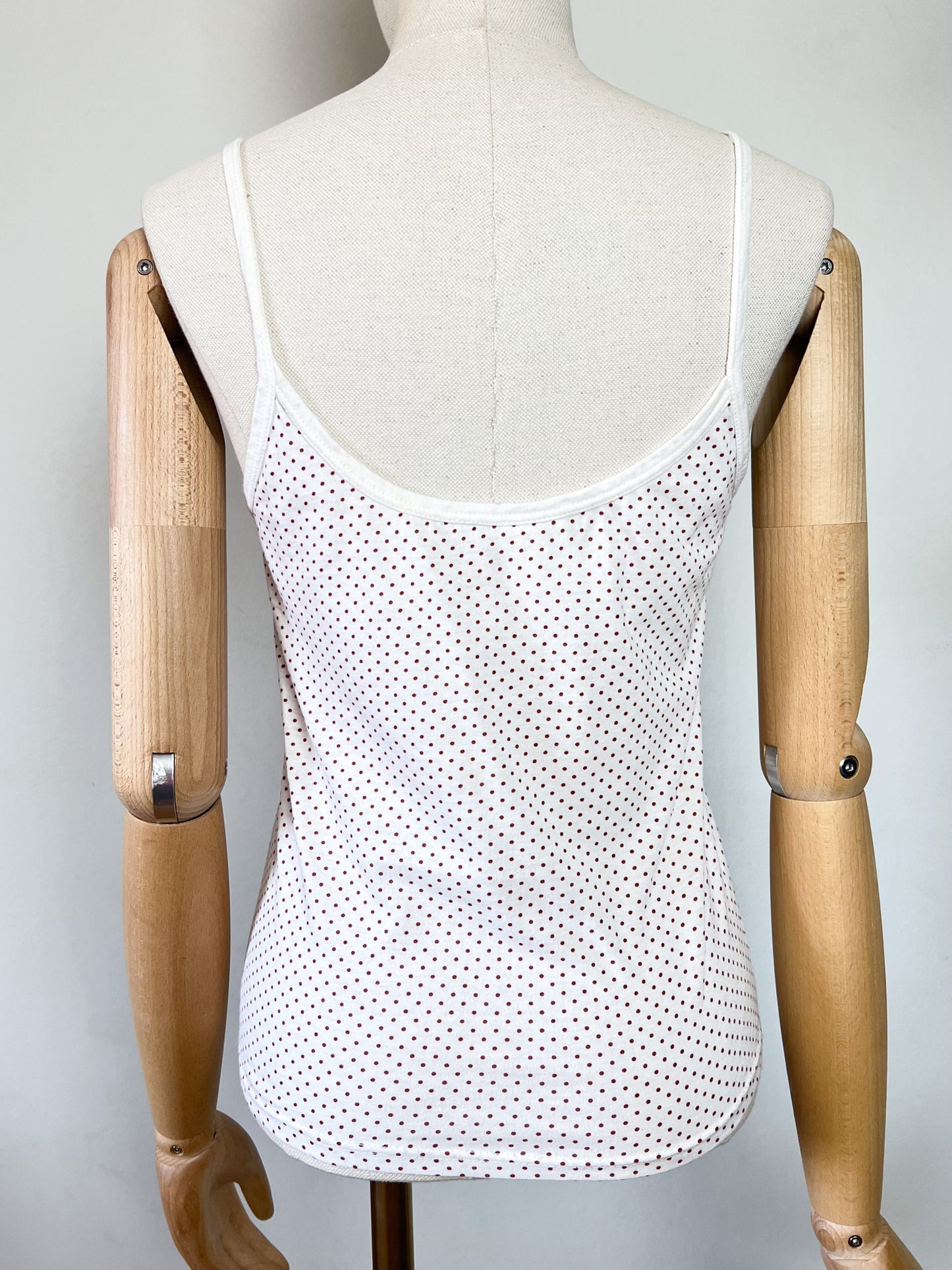 Débardeur Vintage 90s Shipper à Pois Bruns – 100% Coton Made in France – T36