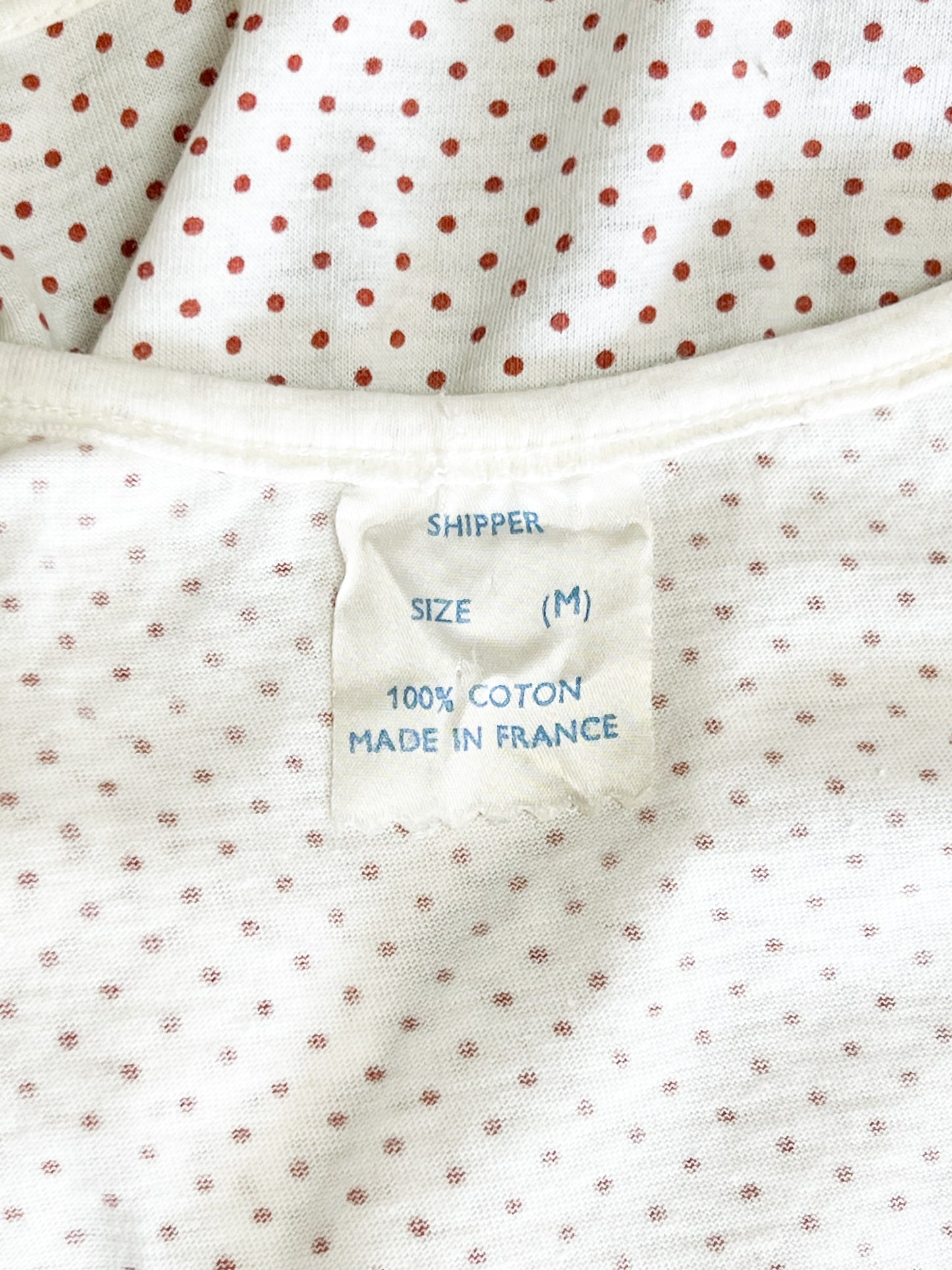 Débardeur Vintage 90s Shipper à Pois Bruns – 100% Coton Made in France – T36