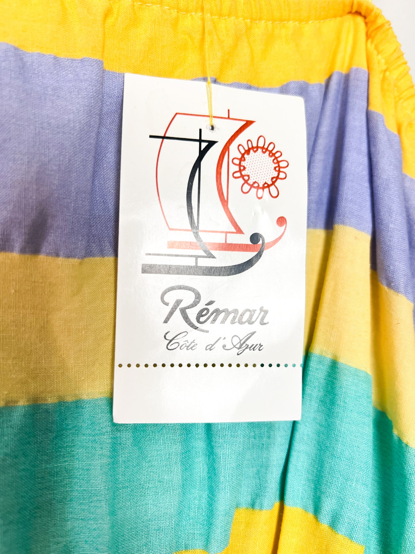 Robe Vintage Années 80 Rayures Pop & Volants – Deadstock Rémar Côte d'Azur – T38/40