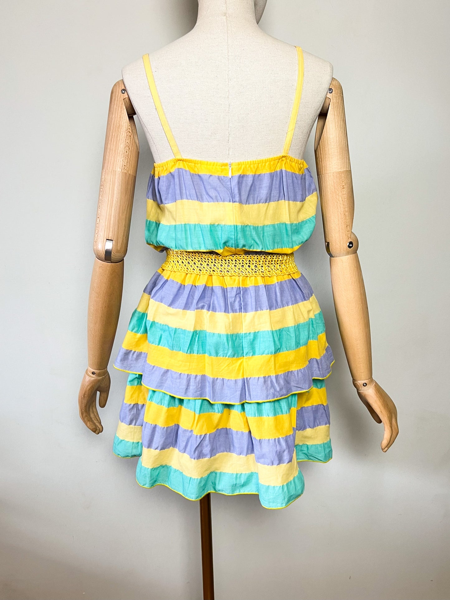 Robe Vintage Années 80 Rayures Pop & Volants – Deadstock Rémar Côte d'Azur – T38/40