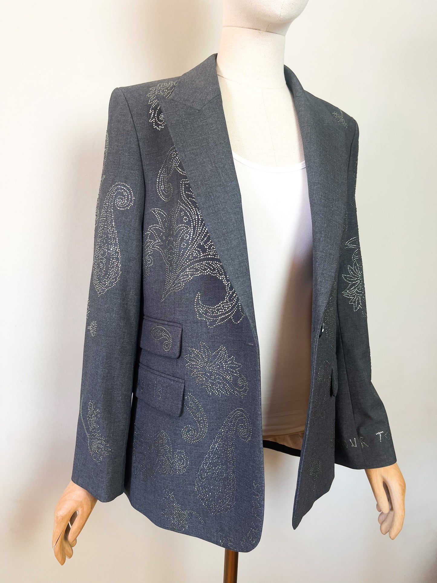 Blazer Strass Zadig & Voltaire – Modèle Vénus Tailleur Strass Paisley Gris T38