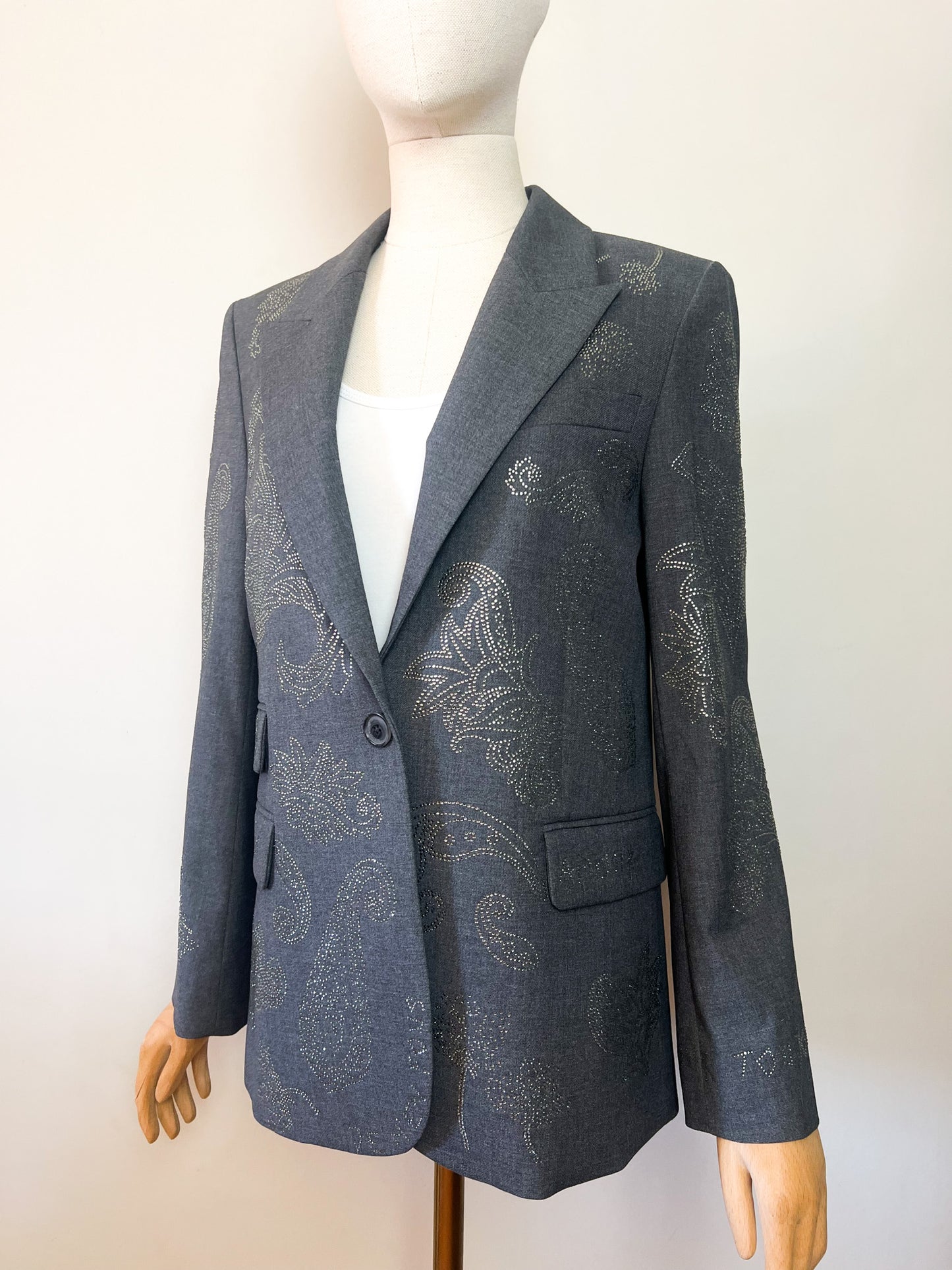 Blazer Strass Zadig & Voltaire – Modèle Vénus Tailleur Strass Paisley Gris T38