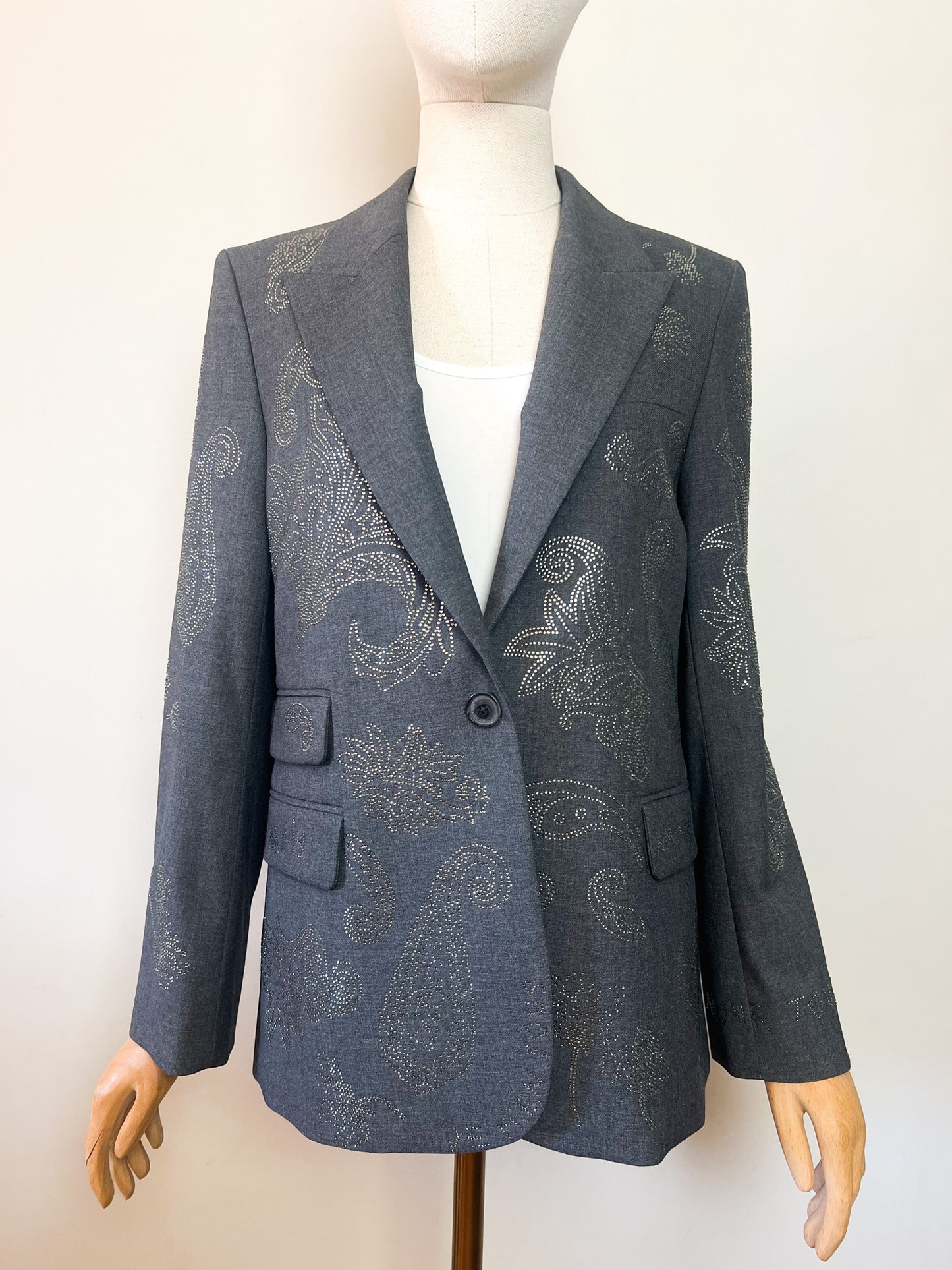 Blazer Strass Zadig & Voltaire – Modèle Vénus Tailleur Strass Paisley Gris T38