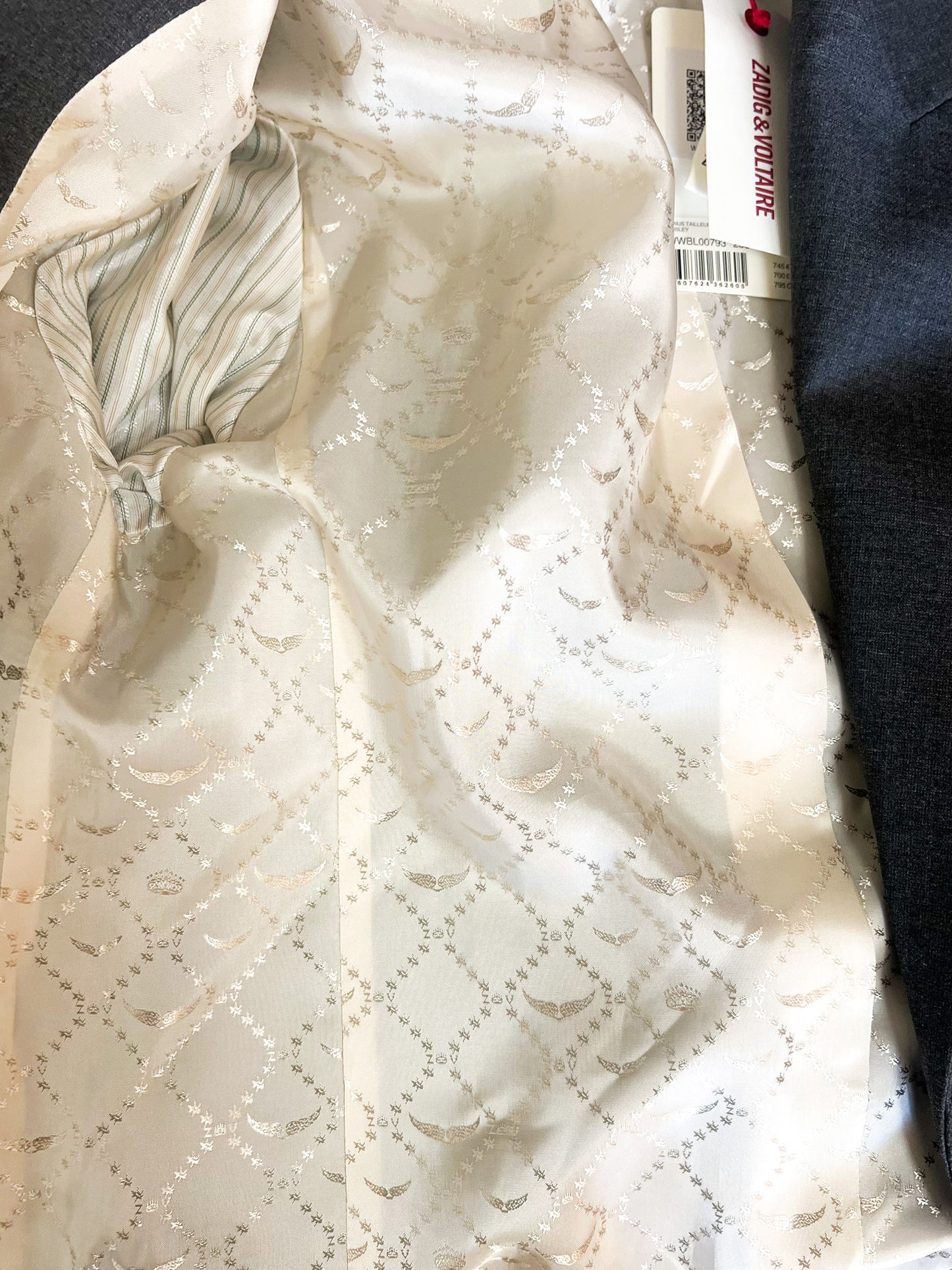 Blazer Strass Zadig & Voltaire – Modèle Vénus Tailleur Strass Paisley Gris T38