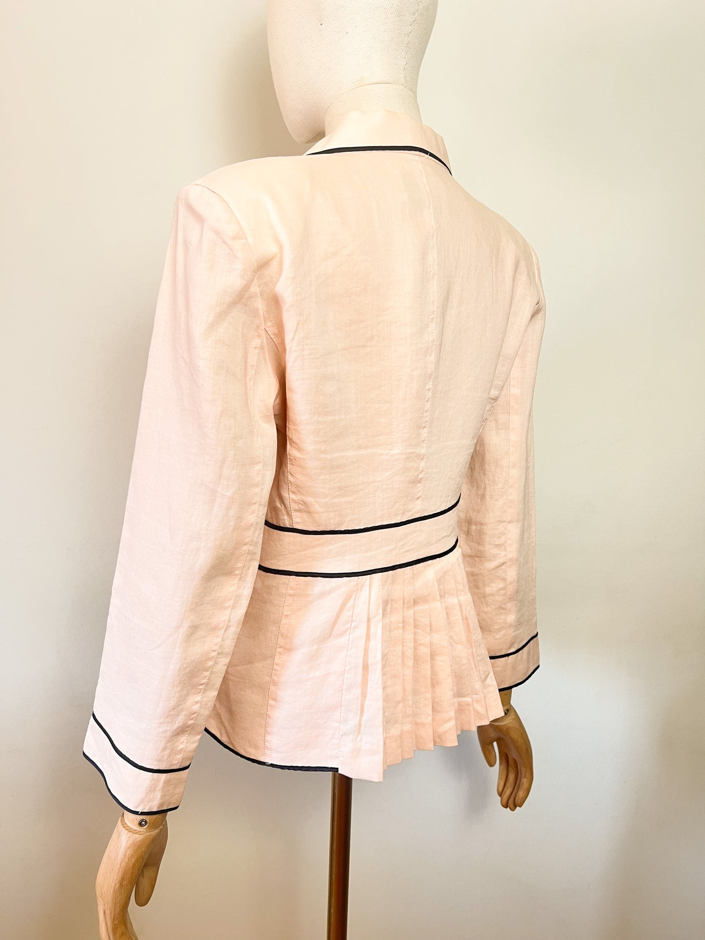 Ensemble Tailleur Créateur Nathalie Garçon Ramie Rose Saumon & Dentelle – T38/40