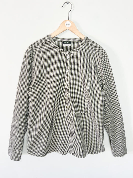 Blouse Fluide à Carreaux Longchamp – Vert, Marine & Blanc – Collection 2025 – T38