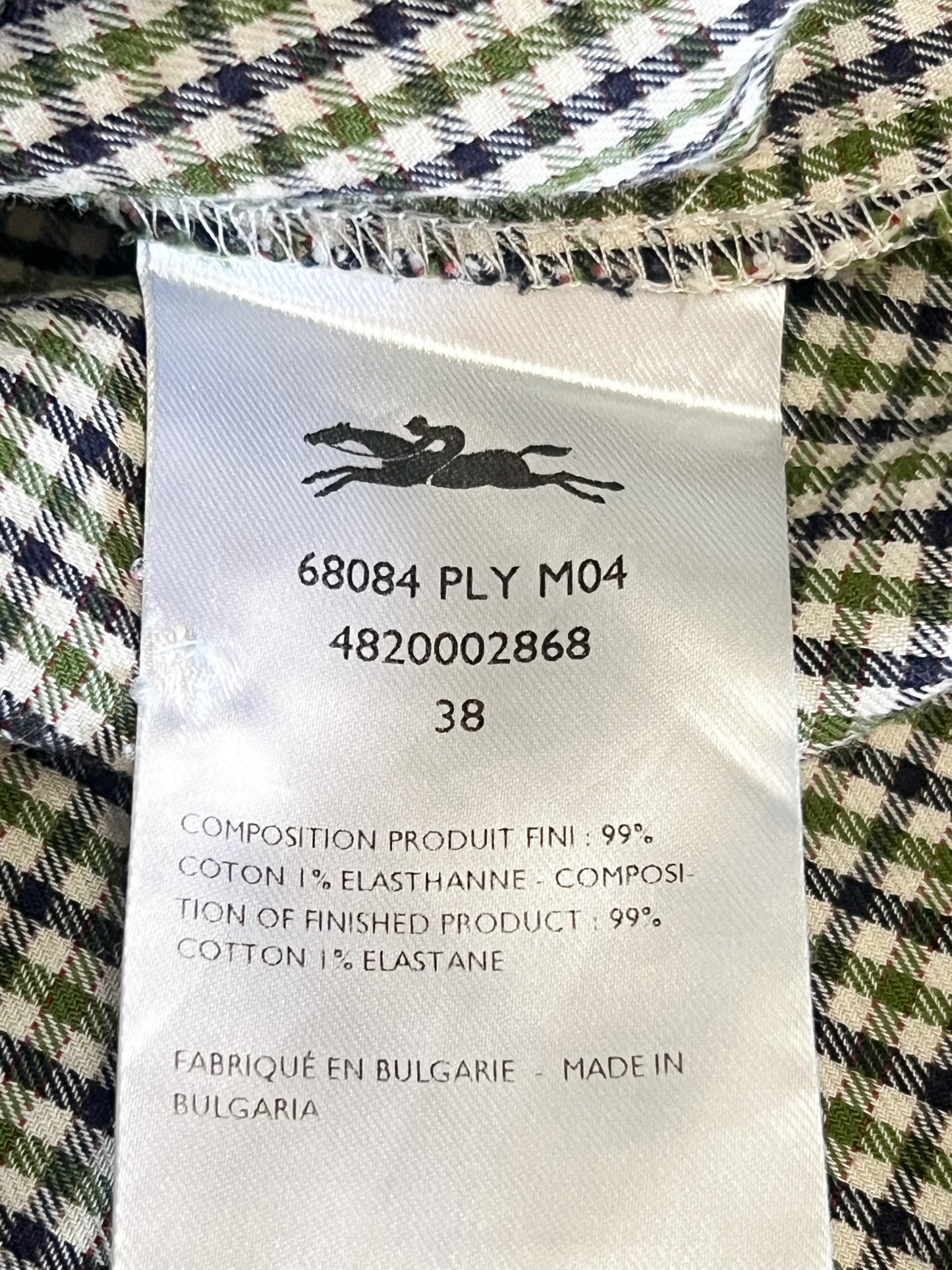 Blouse Fluide à Carreaux Longchamp – Vert, Marine & Blanc – Collection 2025 – T38
