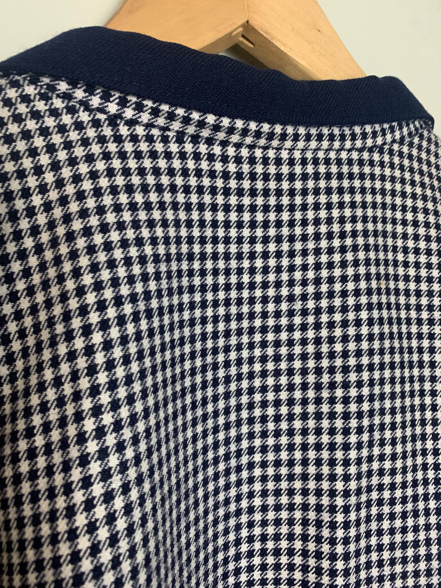 Blazer Vintage 80s Pied-de-Poule Marine/Blanc - 54% Laine - T 42 (L/XL) - Made in France