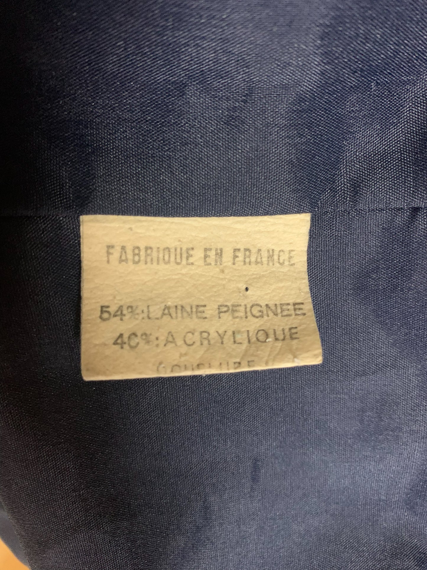 Blazer Vintage 80s Pied-de-Poule Marine/Blanc - 54% Laine - T 42 (L/XL) - Made in France