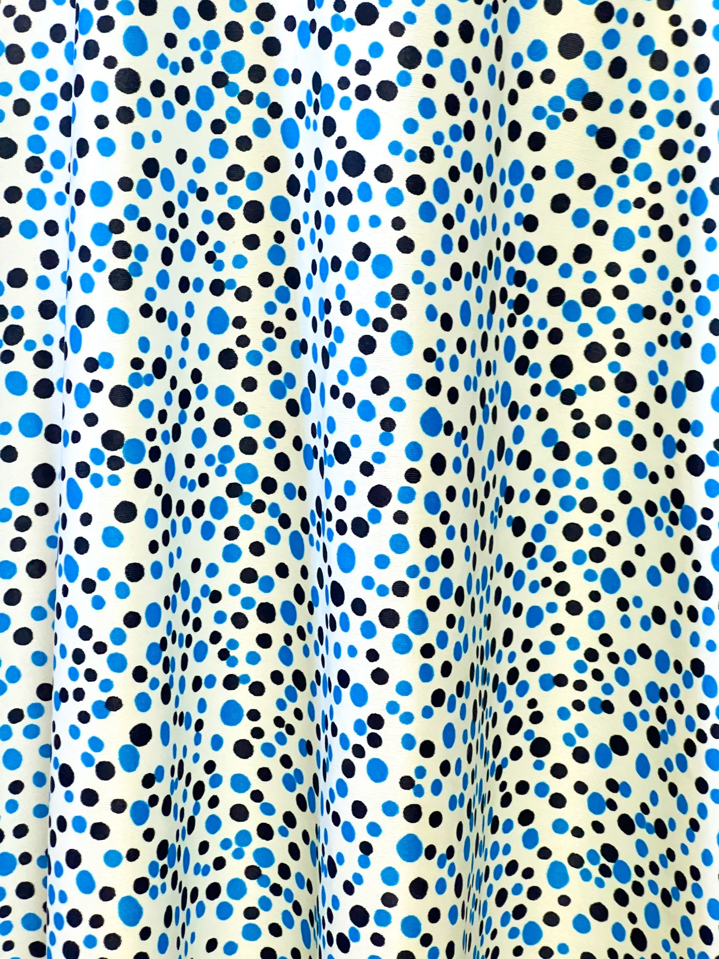 Jupe Trapèze Vintage Années 70 Blanche à Pois Marine & Turquoise – T38/40