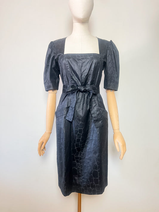 Robe Fourreau Vintage Yves Saint Laurent Variations 1987 Damassée – T36/38