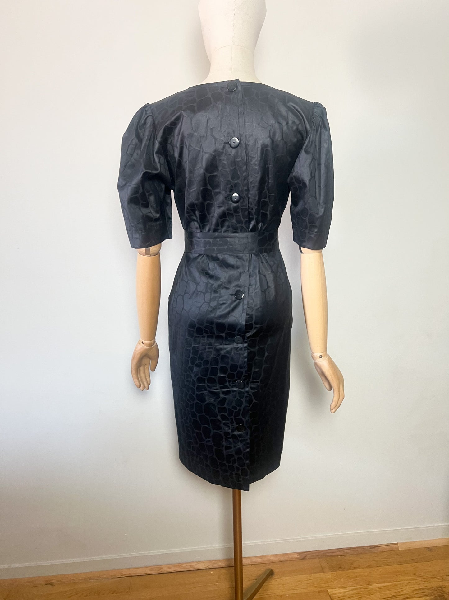 Robe Fourreau Vintage Yves Saint Laurent Variations 1987 Damassée – T36/38