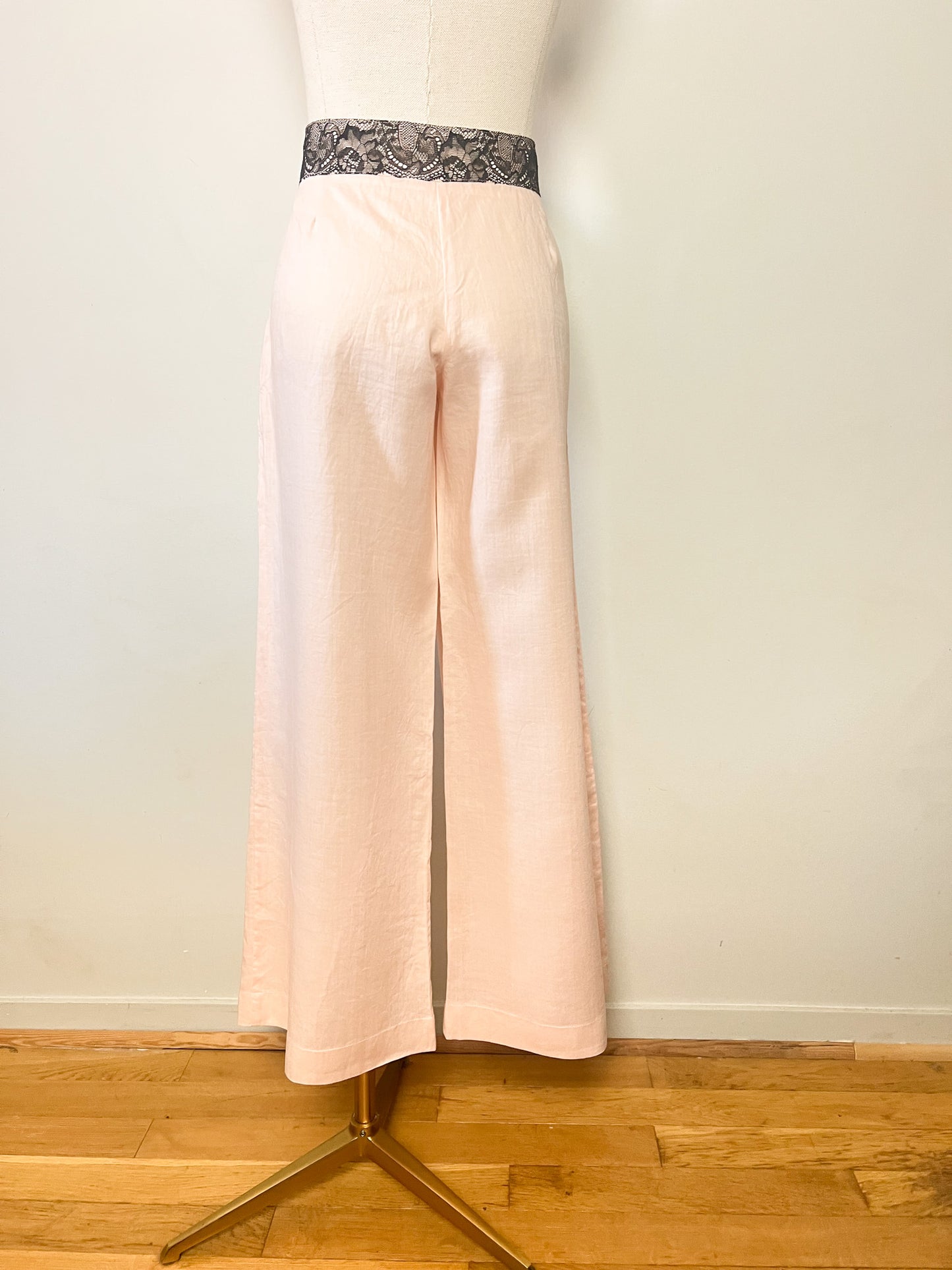 Ensemble Tailleur Créateur Nathalie Garçon Ramie Rose Saumon & Dentelle – T38/40