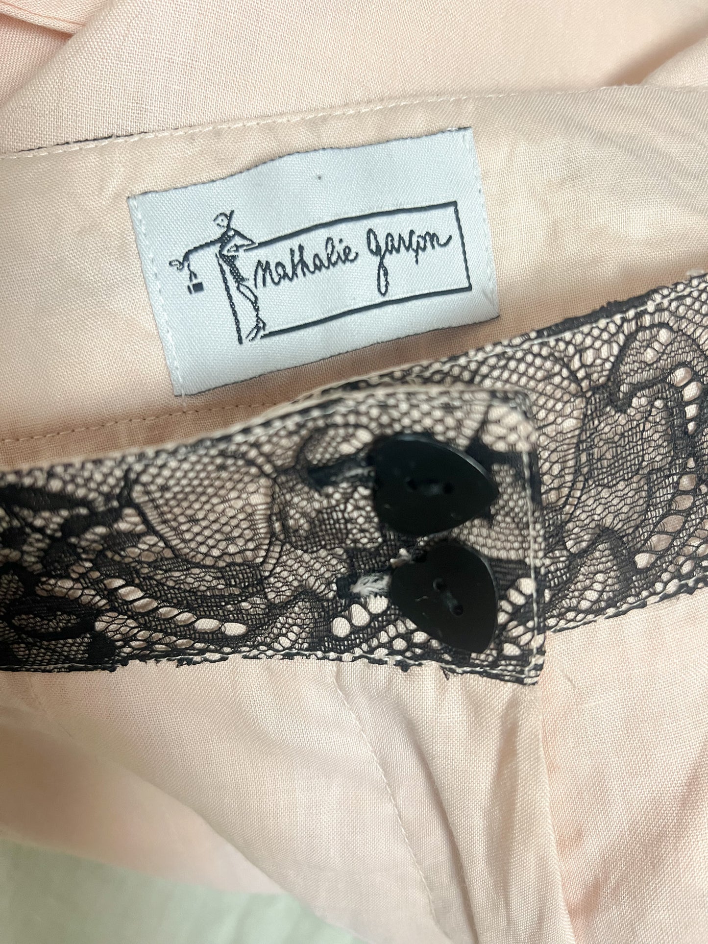 Ensemble Tailleur Créateur Nathalie Garçon Ramie Rose Saumon & Dentelle – T38/40