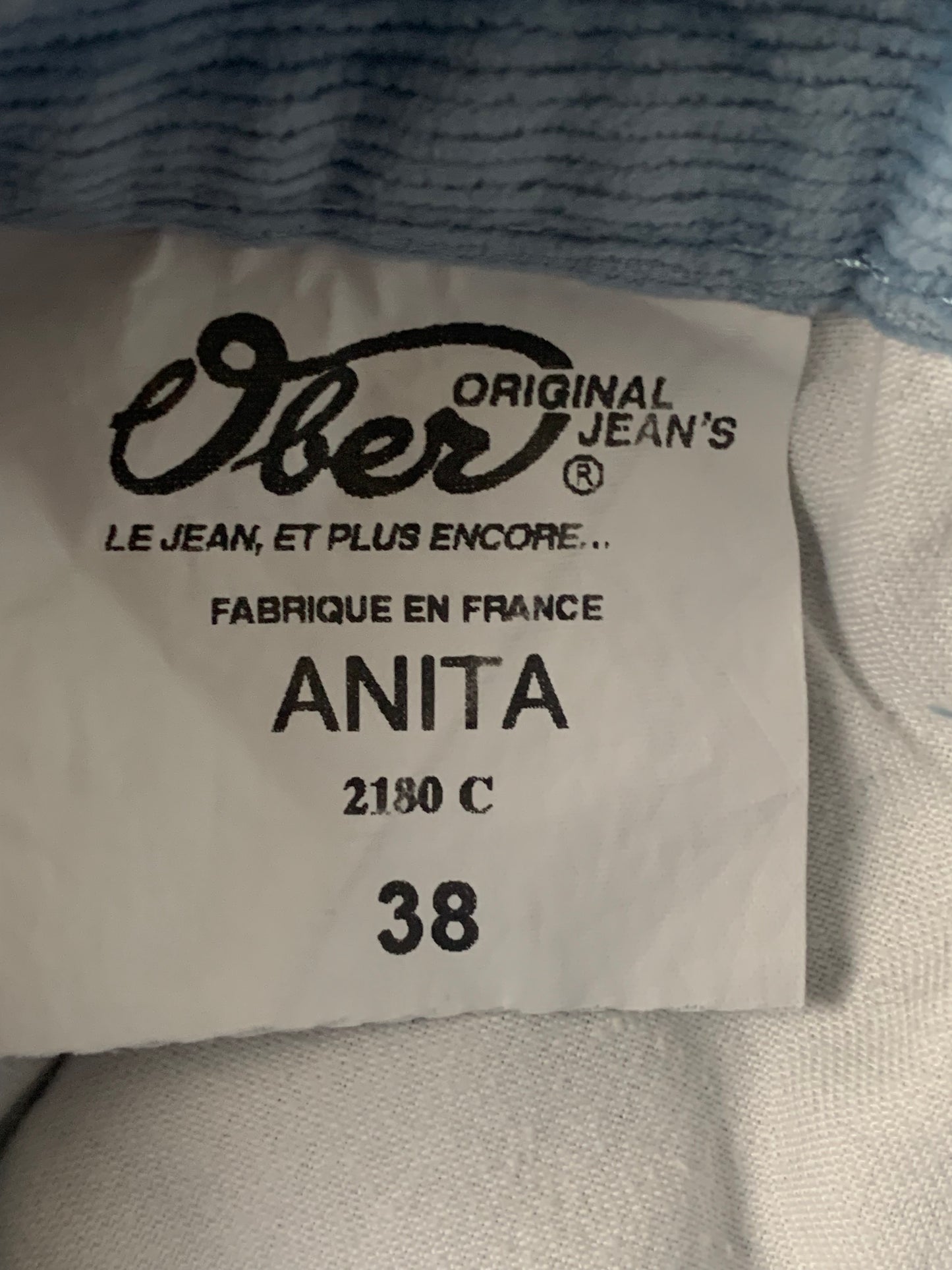 Pantalon velours côtelé mille raies bleu ciel vintage Ober