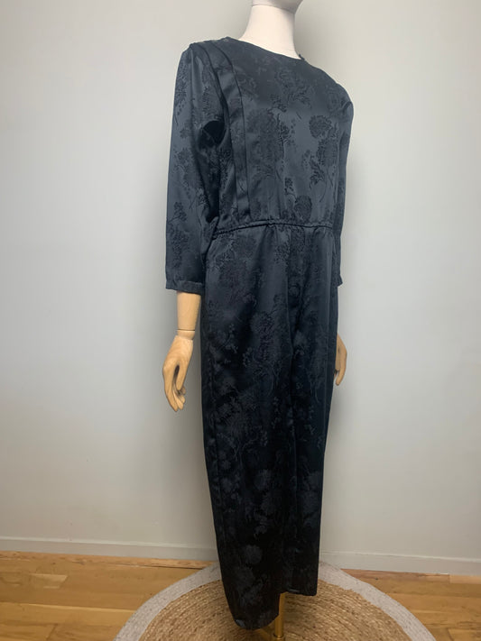 Combi-pantalon fluide noir sur imprimée fleurs vintage Marely’s