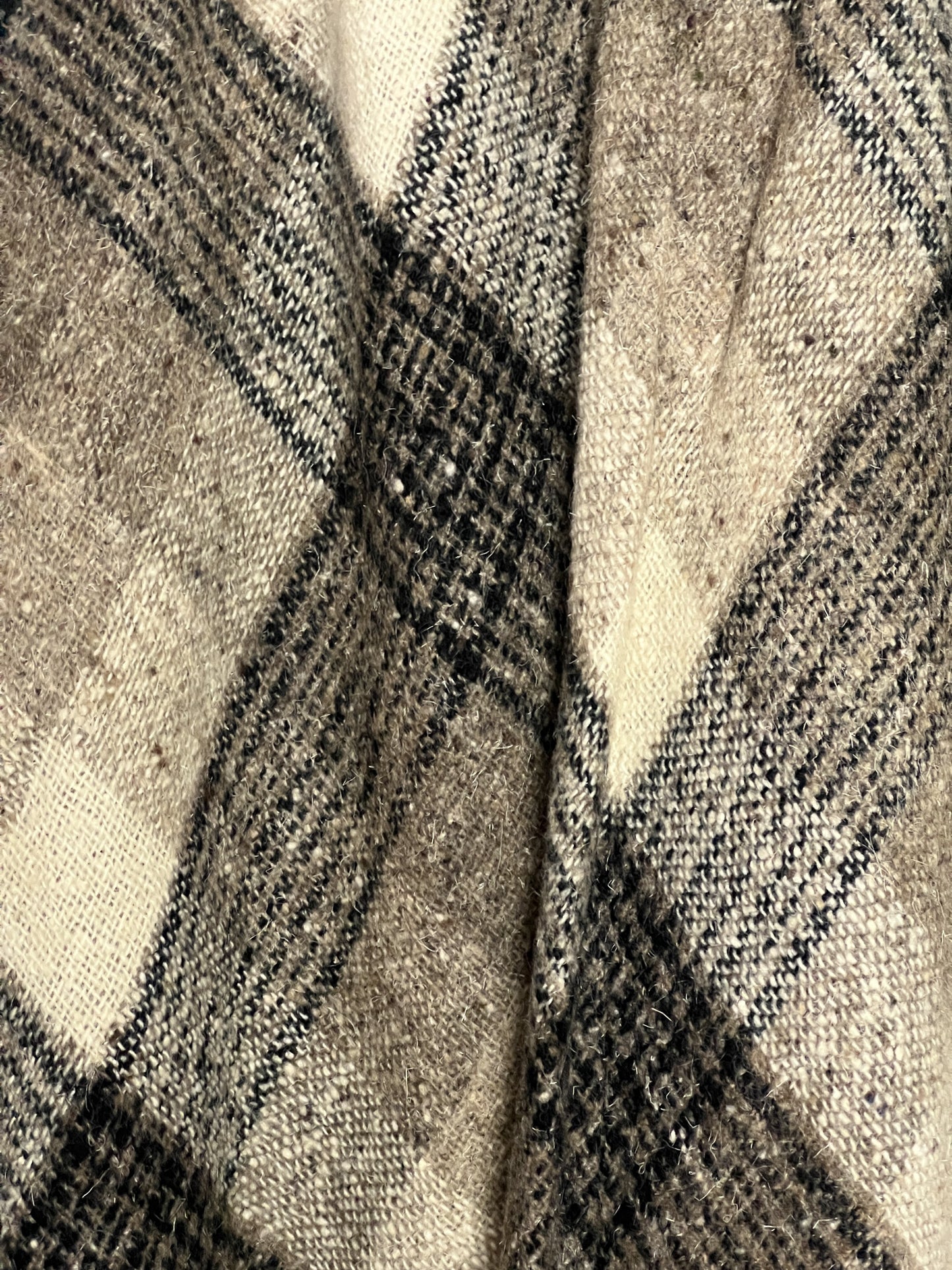 Jupe Liliane Burty Vintage Laine Carreaux Beige - Made in France - T $32/34$ (XXS/XS)