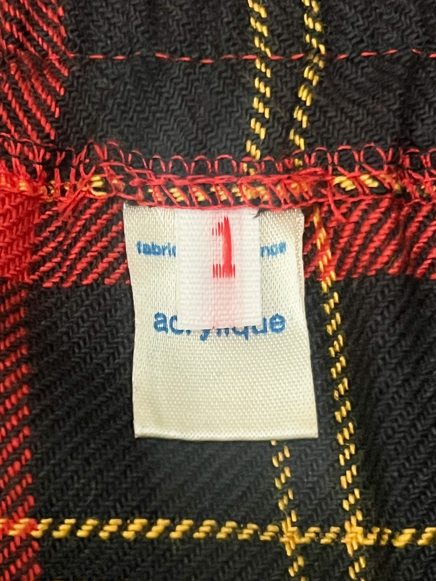 Jupe Vintage Tartan Rouge Noir T 42/44 - Boutonnée Courte/Genoux - Élastique Détendu