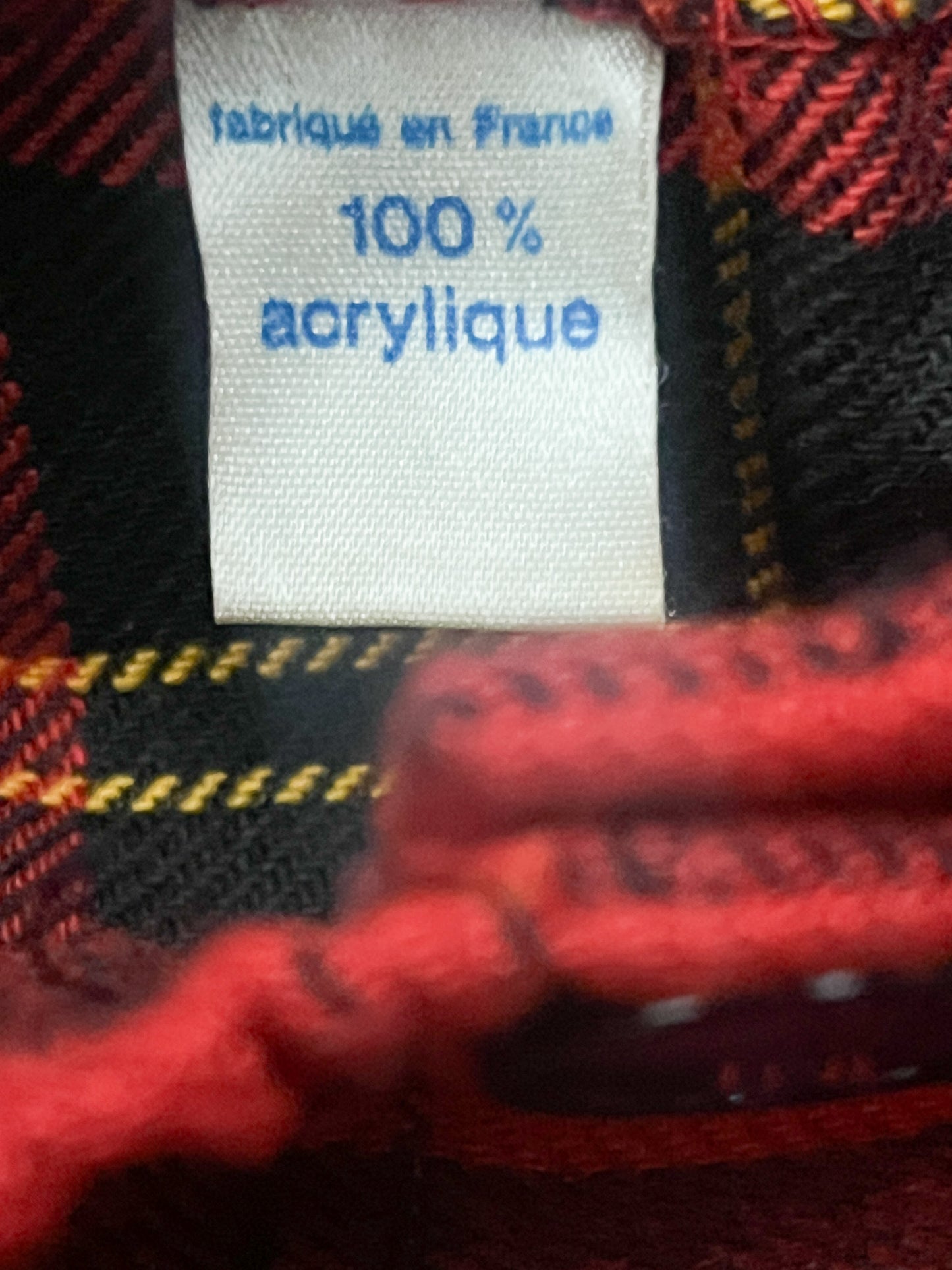 Jupe Vintage Tartan Rouge Noir T 42/44 - Boutonnée Courte/Genoux - Élastique Détendu