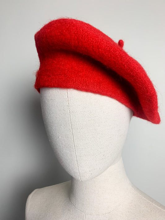 Béret Rouge Vif Classique - Mélange Laine & Acrylique - Neuf / Jamais Porté - Accessoire Intemporel