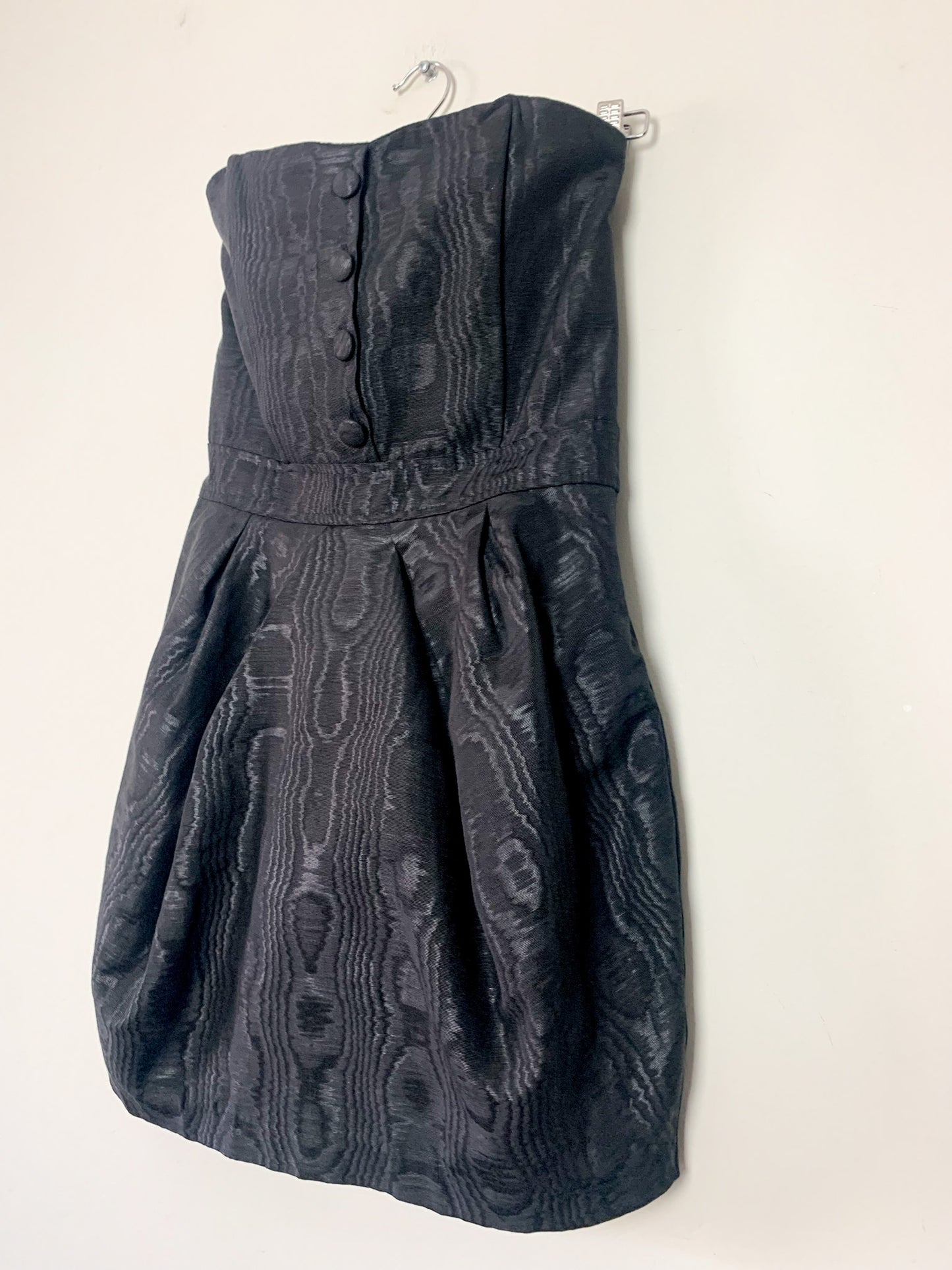 Robe Bustier Vintage années 80 Noir Moiré - Coupe Sculpturale T 36/38 - Jupe Bouffante