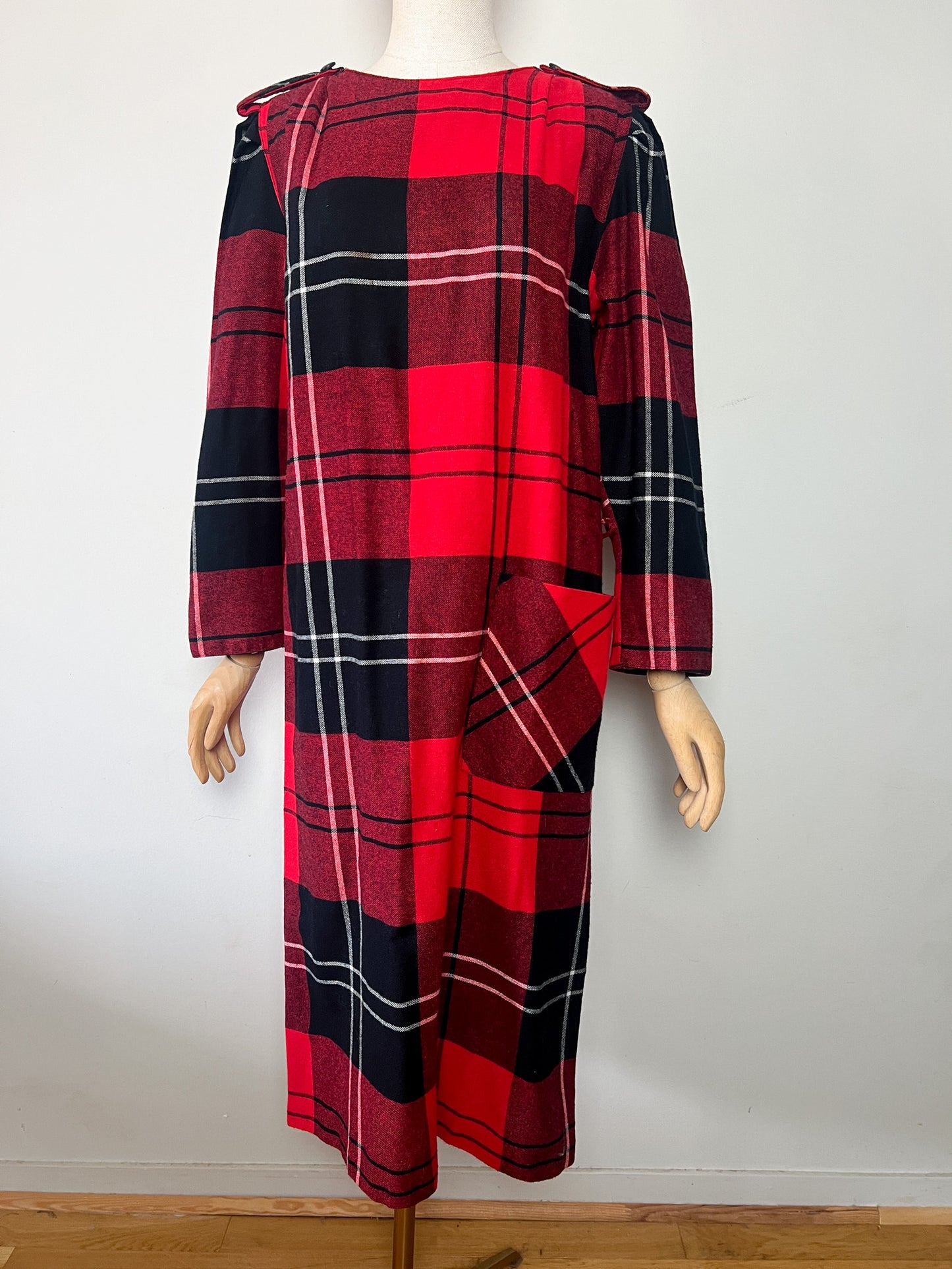 Robe VintageTartan Rouge & Noir - Coupe Ample/Oversize - T 38/40