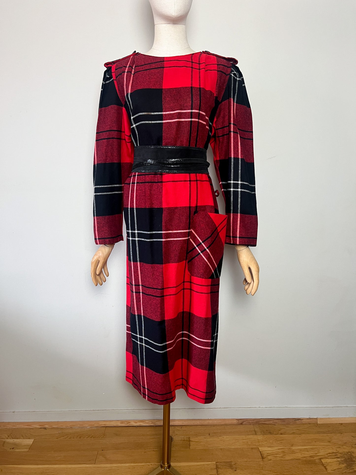 Robe VintageTartan Rouge & Noir - Coupe Ample/Oversize - T 38/40
