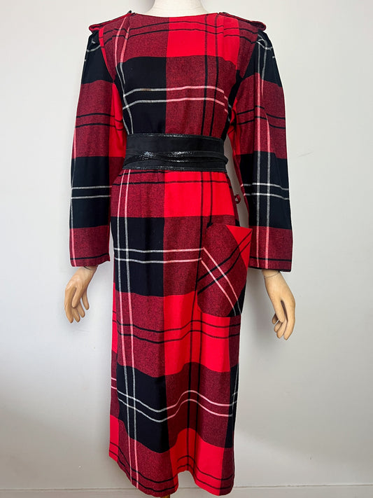 Robe VintageTartan Rouge & Noir - Coupe Ample/Oversize - T 38/40