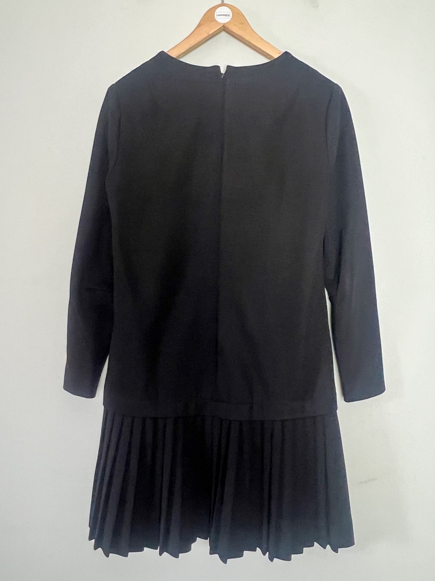 Robe Vintage années 80- Noire à plis - Carol Craiq - T36/38