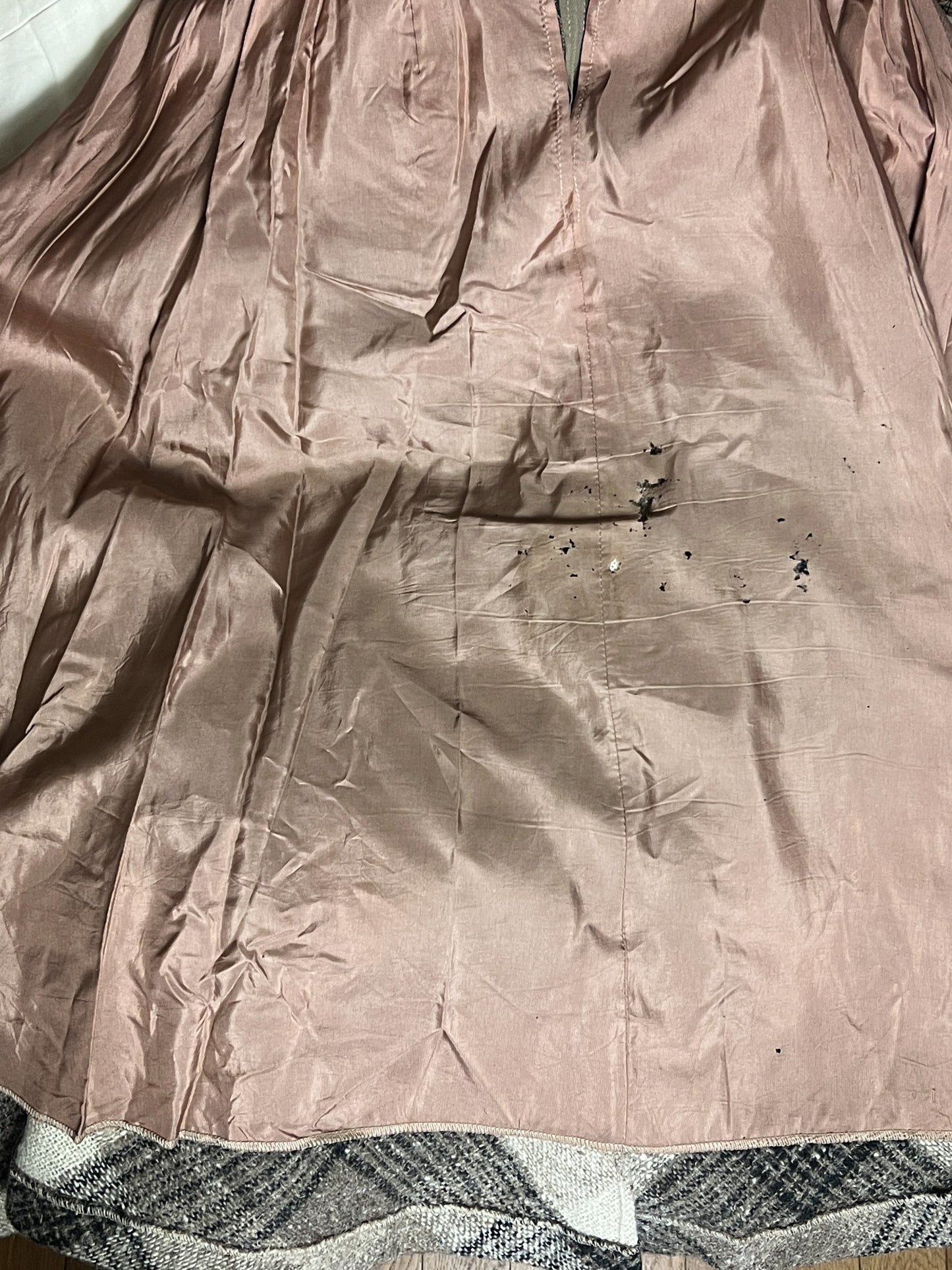 Jupe Liliane Burty Vintage Laine Carreaux Beige - Made in France - T $32/34$ (XXS/XS)