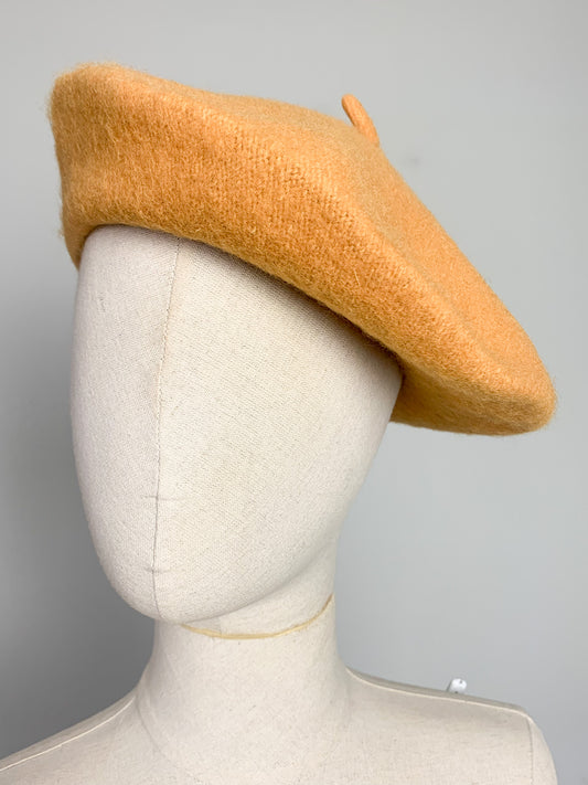 Béret Classique Neuf Jaune Moutarde - Laine et Acrylique - Taille Unique