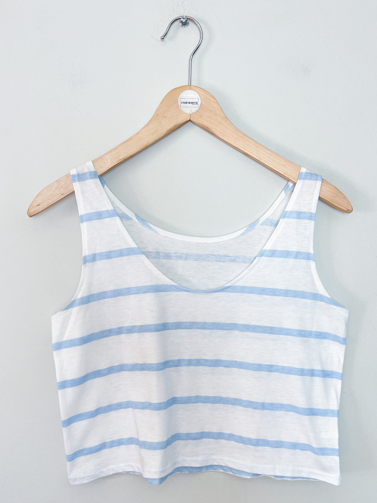Débardeur vintage années 90 rayé blanc et bleu - Made in France – T34/36.