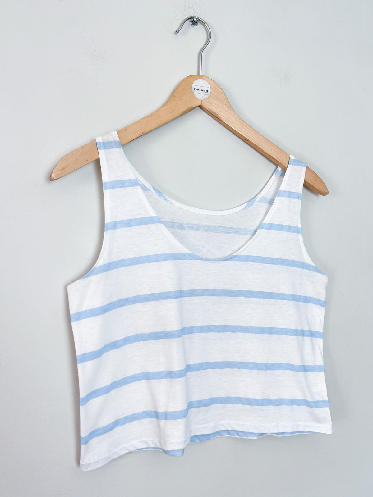 Débardeur vintage années 90 rayé blanc et bleu - Made in France – T34/36.