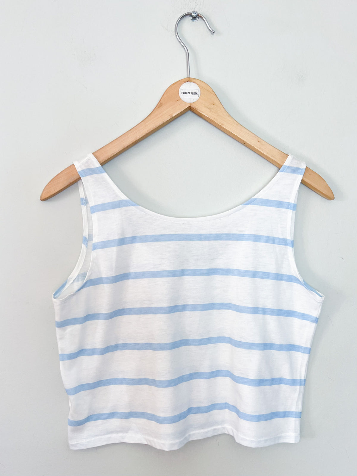 Débardeur vintage années 90 rayé blanc et bleu - Made in France – T34/36.