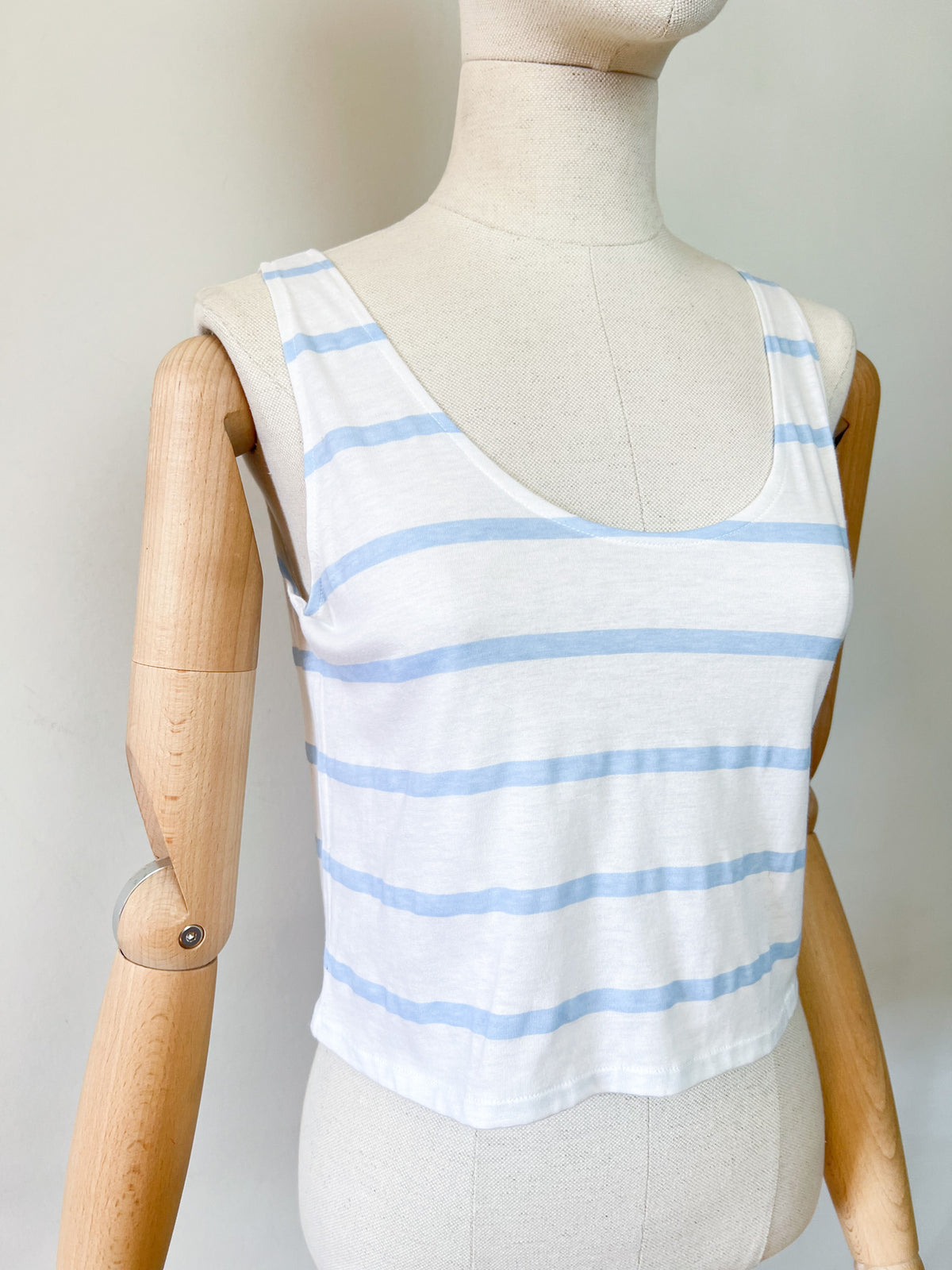 Débardeur vintage années 90 rayé blanc et bleu - Made in France – T34/36.