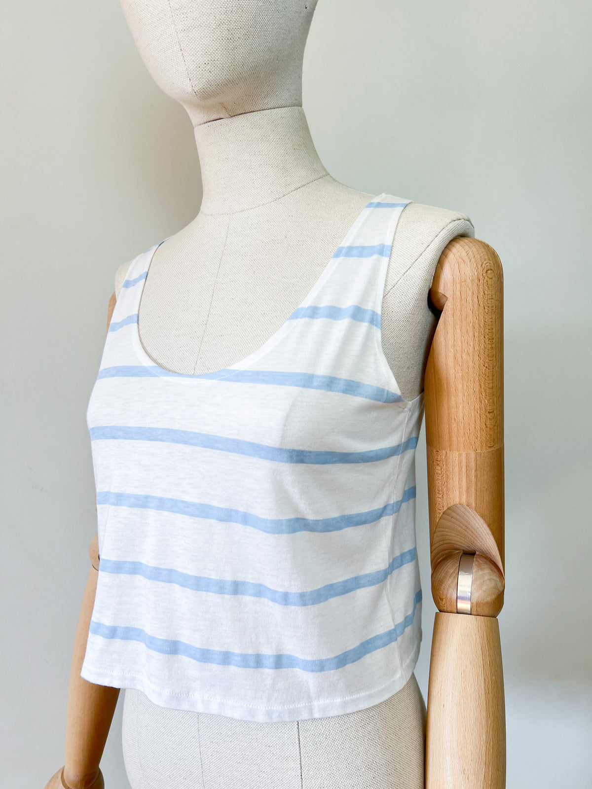 Débardeur vintage années 90 rayé blanc et bleu - Made in France – T34/36.