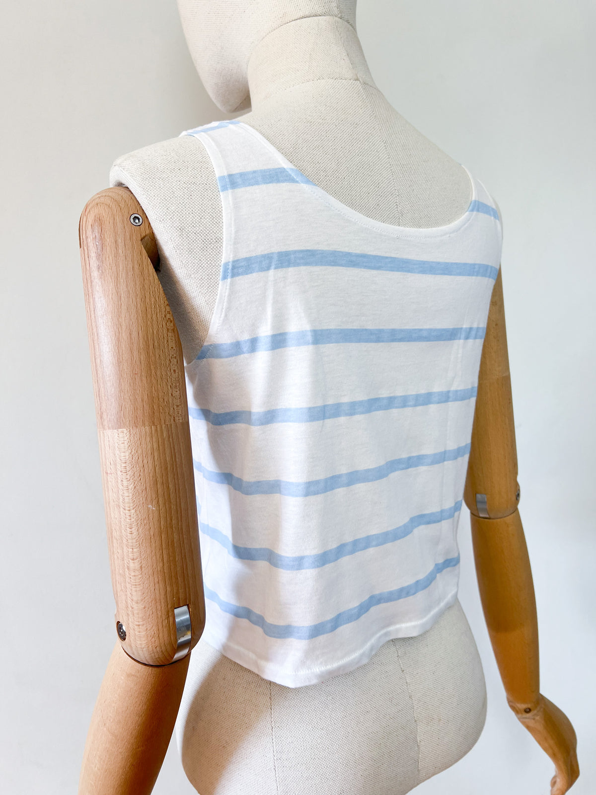 Débardeur vintage années 90 rayé blanc et bleu - Made in France – T34/36.