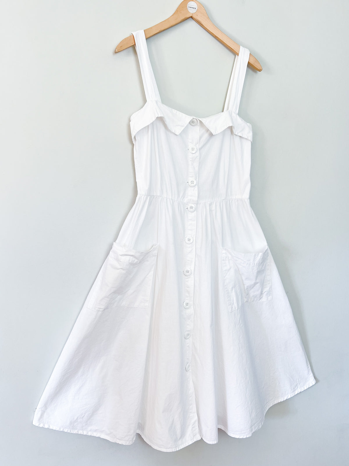 Robe midi vintage Années 80 90 blanche en coton - Made in France - T38/40