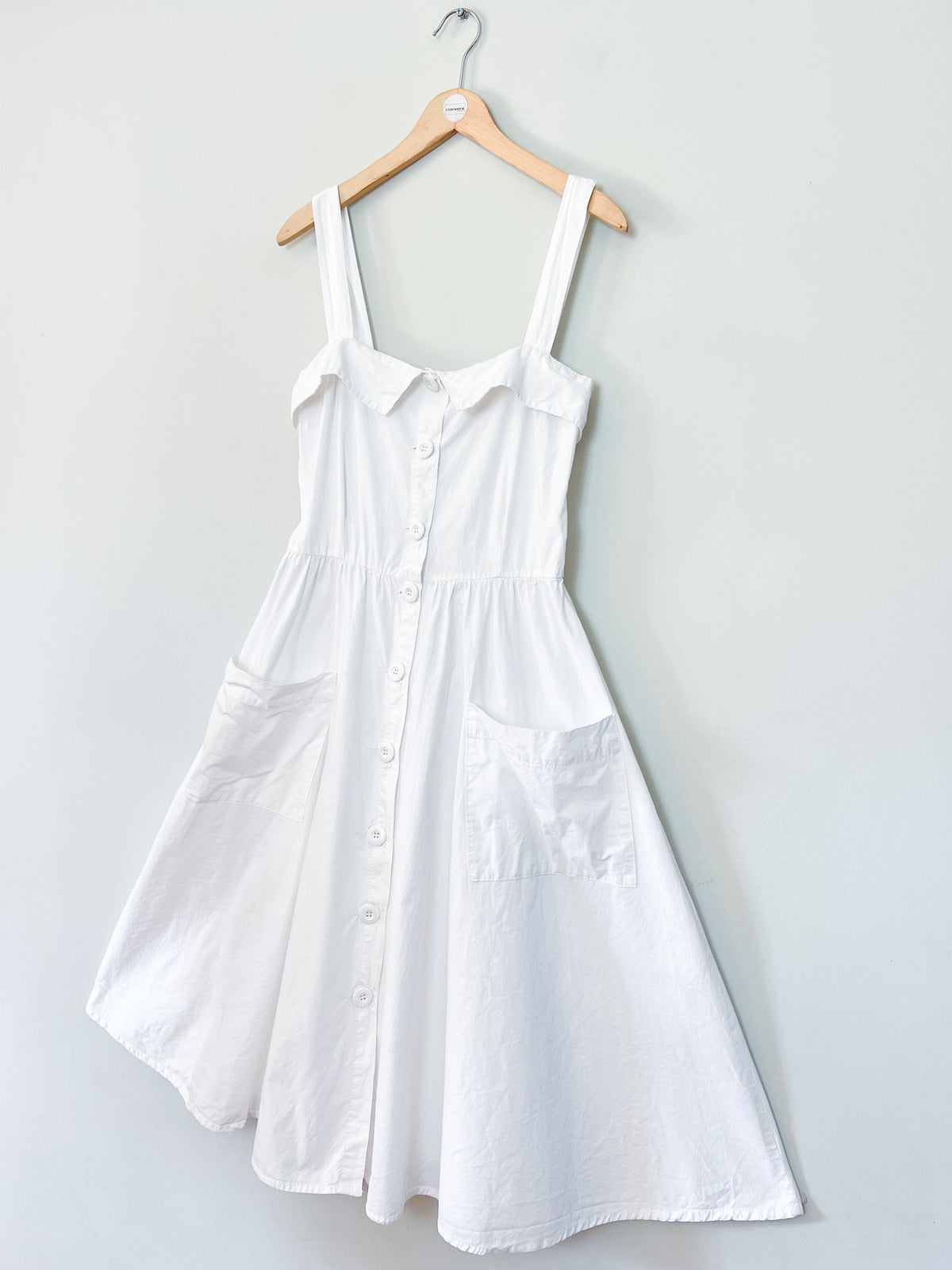 Robe midi vintage Années 80 90 blanche en coton - Made in France - T38/40