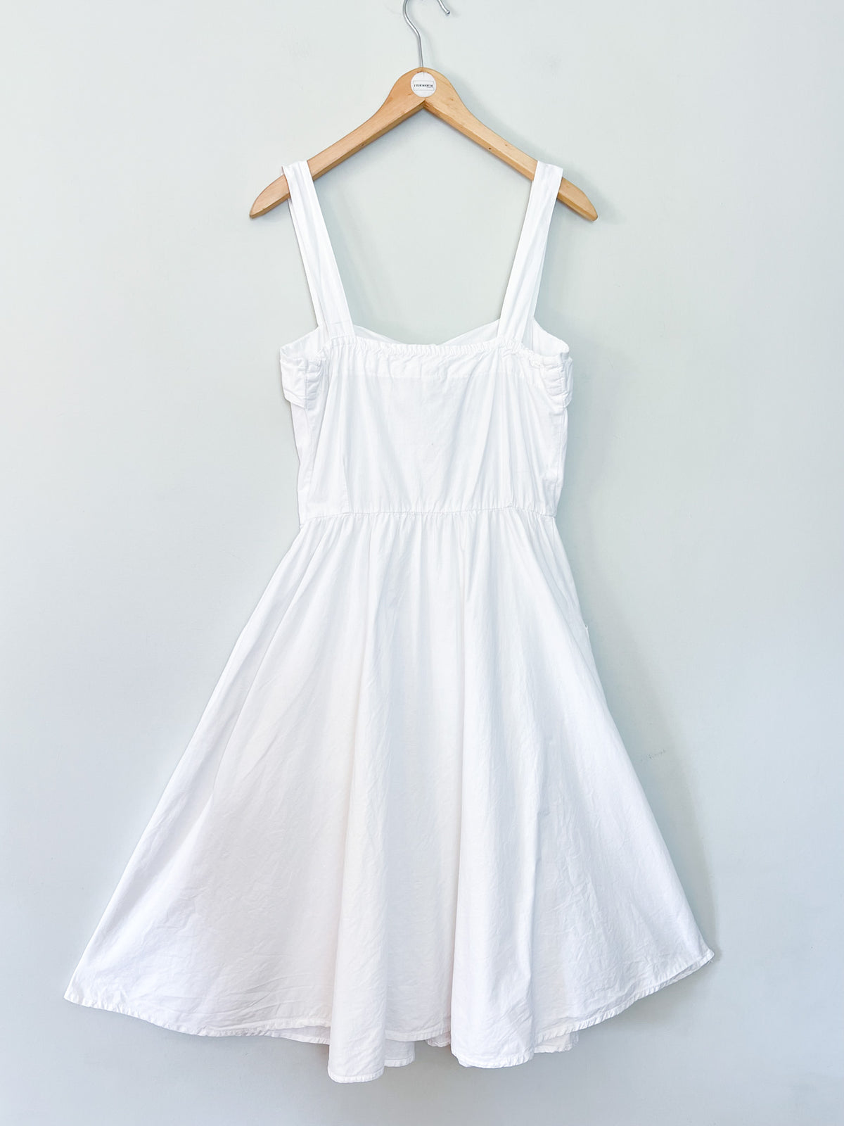 Robe midi vintage Années 80 90 blanche en coton - Made in France - T38/40
