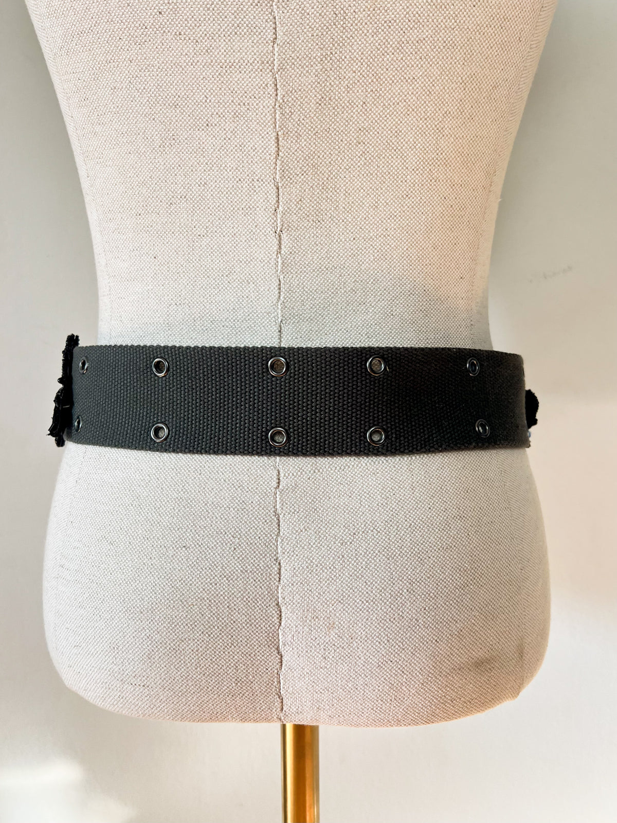 Ceinture Vintage Y2K Kookaï Kaki & Perles Noires Brodées — Taille 36/38