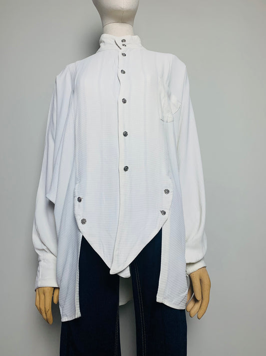 Chemisier tunique oversize col montant coloris crème vintage