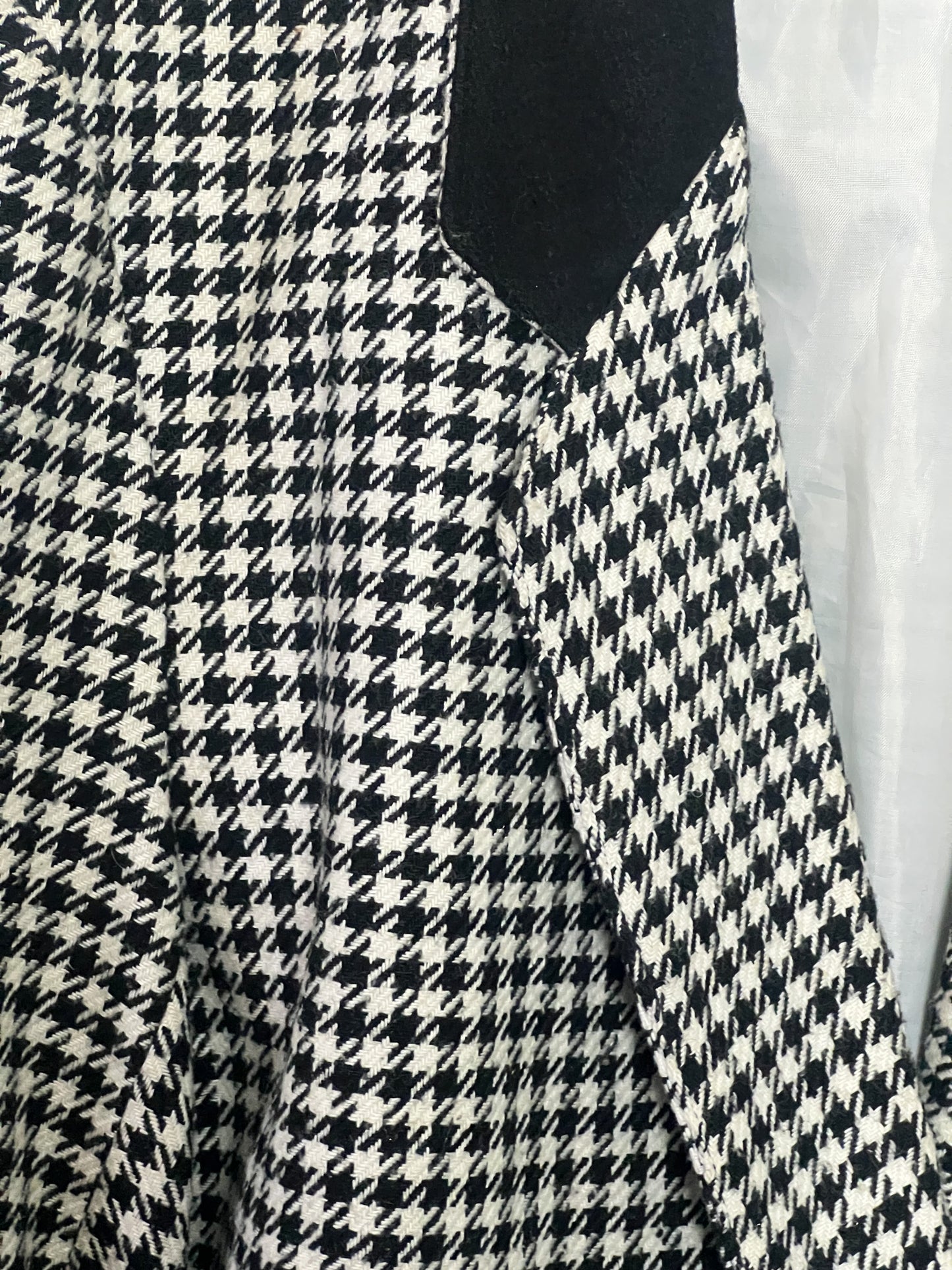 Blazer Vintage années 80 90 Oversize Pied-de-Poule Noir & Blanc - Mélange Laine - T 44