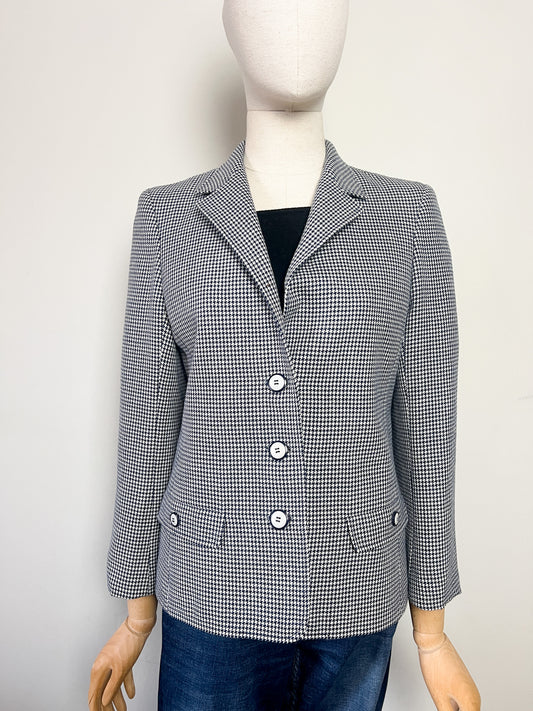 Veste Vintage Médial Weill T 38 - Pied-de-Poule Marine/Crème - Laine - Made in France
